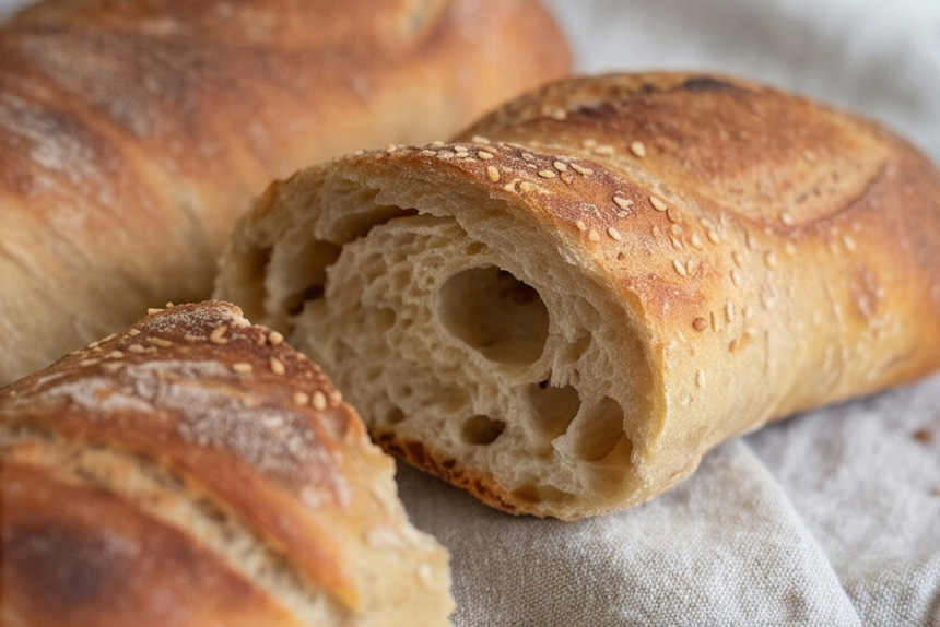Rustikales Baguette backen Nahaufnahme