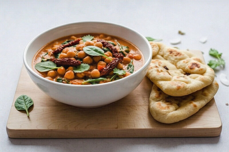 Würziges Kichererbsen-Curry mit Naan